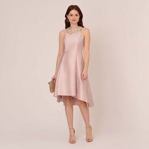 Adrianna Papell Mikado Short Party Dress In Bellini Size 12Bellini / Regular / 1